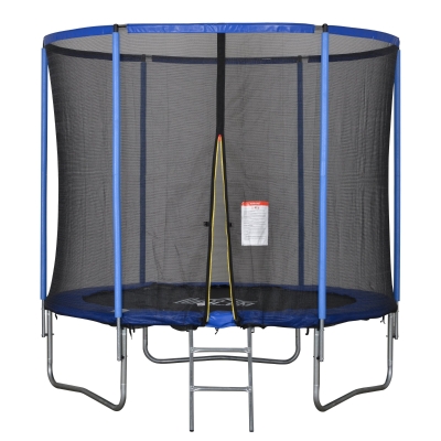 HOMCOM Tappeto Elastico per Bambini e Adulti con Rete e Bordo Imbottito Φ244x240cm - Blu/Nero