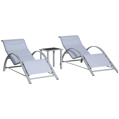 Outsunny 3-tlg. Gartensitzgruppe mit Beistelltisch Mesh Grau