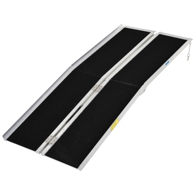 HomCom Rampa Antiscivolo per Sedia a Rotelle Pieghevole in Alluminio, 183x72cm