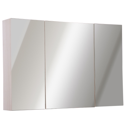 Kleankin Armadietto Pensile da Bagno 3 Ante con Specchio in Legno Rovere 90x60x13,5 cm