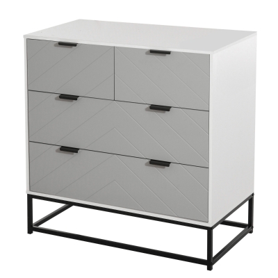 HOMCOM Particle Board 3-Tier Chest of Drawers Grey/White