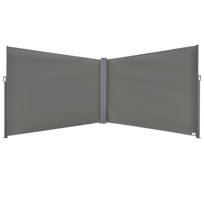 Outsunny Patio Retractable Double Side Awning Folding Privacy Screen Fence Sun Shade