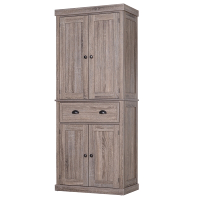 HOMCOM MDF Freestanding Kitchen Pantry Cabinet Wood Tone