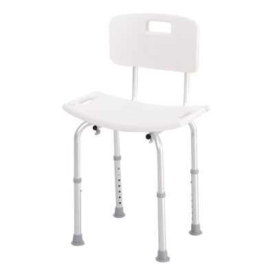 HOMCOM Adjustable Non-Slip Shower and Bath Chair, 55Wx50.6Dx67.5-85.5H cm-Cream White