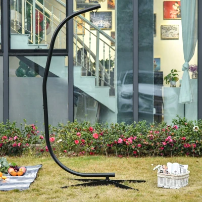 Outsunny Hammock Chair Stand Only Construction Heavy Duty Metal C-Stand Indoor Outdoor