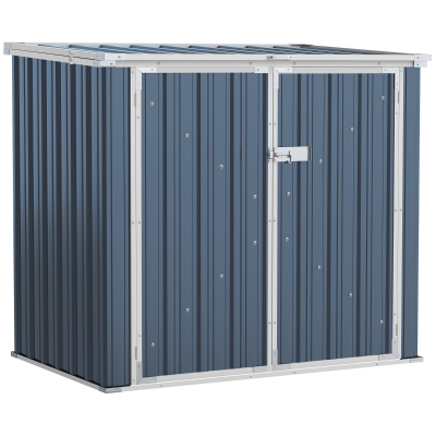 Outsunny 5ftx3ft Garden 2-Bin Steel Storage Shed w/ Double Locking Doors, Openable Lid
