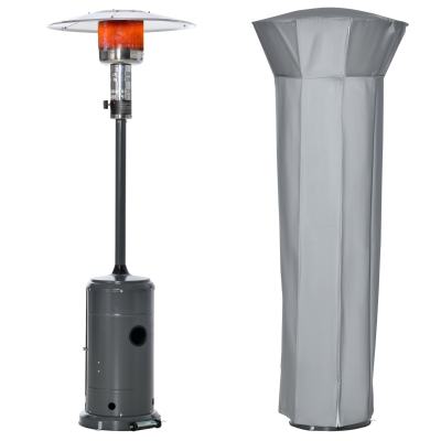 Outsunny 12.5KW Outdoor Gas Patio Heater Standing Propane Heater w/ Wheels Dust Cover