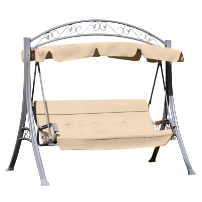 Outsunny 3-Person Swing Chair, Steel-Beige