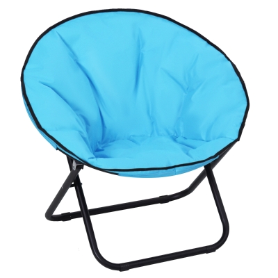 Outsunny Folding Saucer Moon Chair, 80Lx80Wx75H cm, Metal Frame, 600D Oxford Cloth-Blue