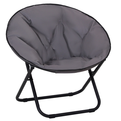 Outsunny Folding Saucer Moon Chair, 80Lx80Wx75H cm, Metal Frame, 600D Oxford Cloth-Grey