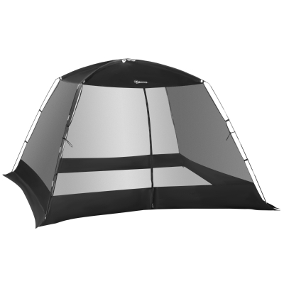 Outsunny Carpa de Camping 3x3x2 m Carpa Portátil para 4-6 Personas con 4 Mosquiteras y Puerta Incluye Bolsa de Transporte Protección Solar para Camping Viajes Exterior Negro