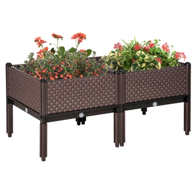 Outsunny Set of 2 Raised Garden Bed Elevated Planter Box with Self-Watering Design, 50L x 50W x 46.5Hcm(per)