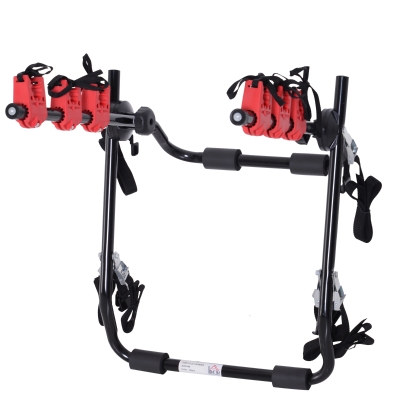 Homcom Portabici Posteriore Pieghevole per Auto portata 3 Biciclette 40 kg in Metallo , 68x52x60 cm