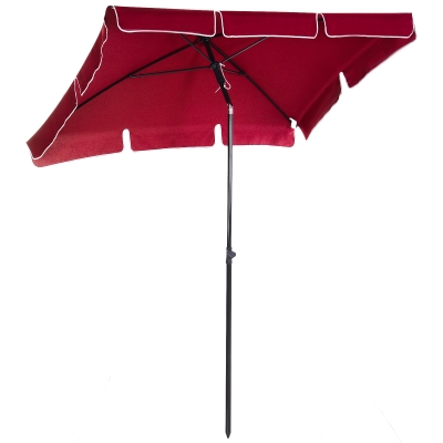 Outsunny Ombrellone da Giardino Rettangolare con Inclinazione Regolabile e Palo in Alluminio, 198x130x240cm, Rosso e Nero