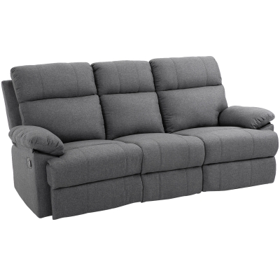 Homcom Divano 3 Posti con Schienale e Poggiapiedi Reclinabili Grigio Antracite 198x86x97cm
