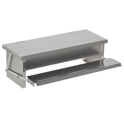 PawHut Comedero para Aves de Corral de 8,5L de Capacidad Comedero para Gallinas con Apertura Automática con Pedal 56x37x18,5 cm Plateado