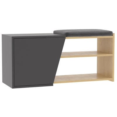 HOMCOM Pantofar Economie de Spatiu pentru 8 Perechi de Pantofi, Banca Pantofar Moderna pentru Intrare, 104x37x47cm, Culoare Stejar si Antracit