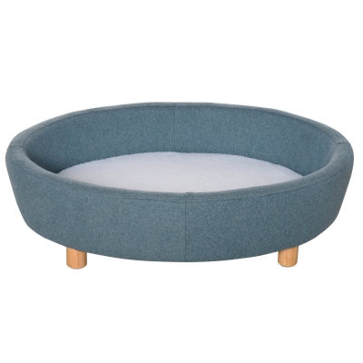 PawHut Pet Sofa Soft Couch Sponge Cushioned Bed Wooden legs, Light Blue