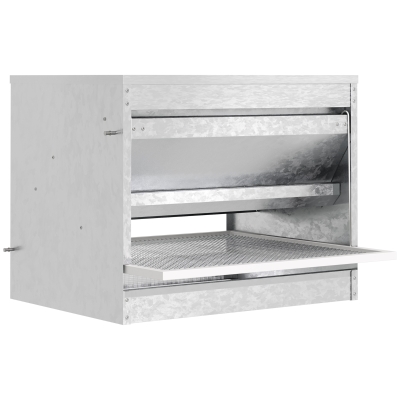 PawHut Hranitoare pentru Pui de 22 litri pentru 4 Pui, Rezistentă la Ploaie, cu Capac Automat si Pedala, 51x38x40,5 cm, Argintie
