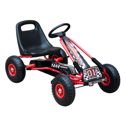 HOMCOM Pedal Go Kart W/EVA Wheels-Red/Black