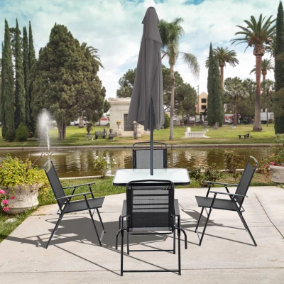 Set mobilier de gradina din metla, 5 piese, negru