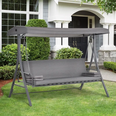 Outsunny 3-Seater Swing Chair Hammock with Canopy Garden