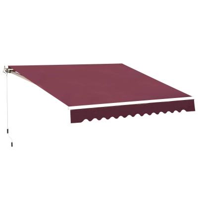 Outsunny Copertina de Soare pentru Exterior Reglare cu Manivela, din Aluminiu si Poliester, 295x250cm, Rosu Inchis