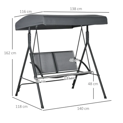 Balansoar de gradina cu 2 locuri, baldachin, gri