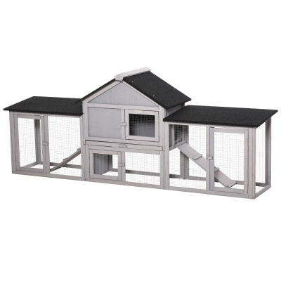 PawHut Zwergkaninchenstall mit Freigehege 210 cm x 45,5 m x 84, 5 cm