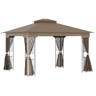 Outsunny Foisor de Gradina 3.65x3m cu Plasa de Tantari si Acoperis Dublu