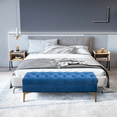 Banca Catifea Dormitor – Design Tip Butonaj, Tapitata