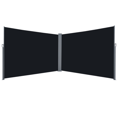 Outsunny Patio Retractable Double Side Awning Folding Privacy Screen Fence Sun Shade