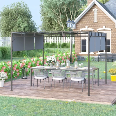 Foisor Pergola 3x3 m din Otel cu Acoperis Glisant