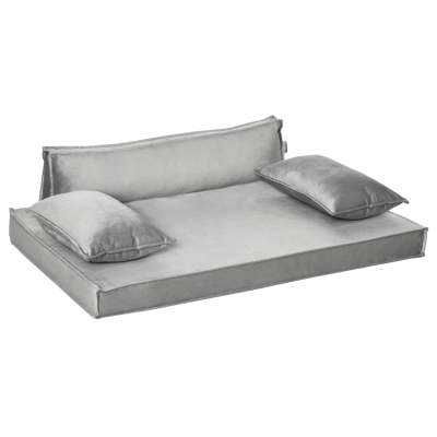 Culcus pentru Caini si Pisici PawHut de Interior cu Perne Detasabile di Lavabile, Patut pentru Caini Capitonat, Φ99x71x28cm, Gri