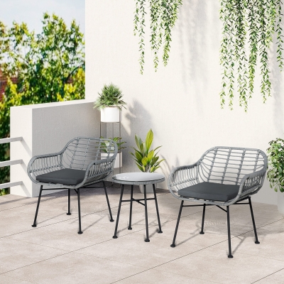 Set masa si scaune de gradina/terasa, ratan PE, gri