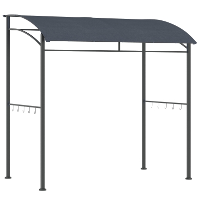 Outsunny 2M (7ft) BBQ Grill Gazebo Tent Garden Grill Metal Frame and Canopy with Hooks Outdoor Sun Shade, Grey