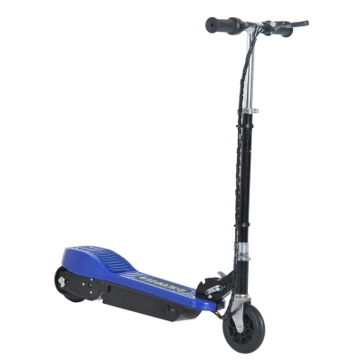 HOMCOM Patinete Eléctrico para Niño Scooter Plegable E-Scooter Batería 120W Manillar Ajustable Freno Pie de Apoyo 78x37x99cm Azul