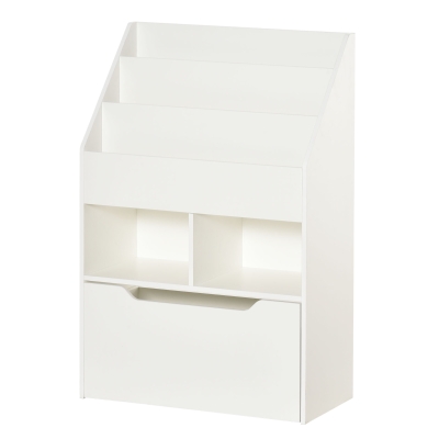 HOMCOM Bibliothèque 3 étagères 2 niches tiroir blanc
