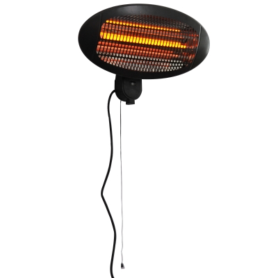 Outsunny chauffage extérieur radiant infrarouge électrique mural 3 modes 650/1300/2000 W certifié IP34 capacité 25 m² réflecteur acier inox. noir
