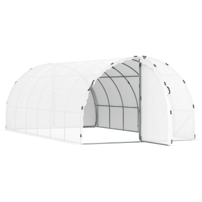 Outsunny Serre de jardin surface 16 m² 2 portes blanc