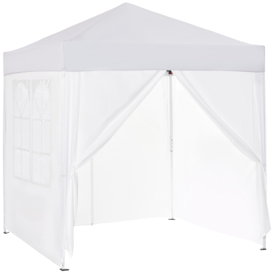 Outsunny Pavillon 2 x 2 m Faltpavillon 4 Seitenwände Weiß
