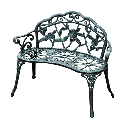 Outsunny Banc de Jardin en Fonte d'Aluminium Vert Vieilli 2 Places Style Néo-Rétro