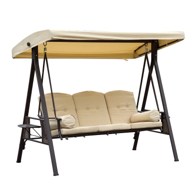 Outsunny 3-Sitzer Hollywoodschaukel mit Sonnendach Schwarz 120 x 208 x 172 cm