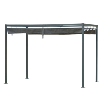Outsunny Pergola mit Schiebedach, Grau, 298 x 213 x 222 cm