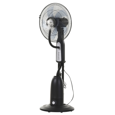 HOMCOM Ventilador Nebulizador 90W de Pie Oscilante y Silencioso con 3 Velocidad y 5 Aspas Ruedas Tanque de 2,8 L Ø44,5x120 cm Negro