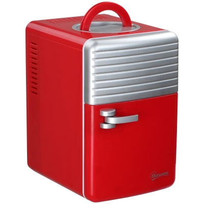 Outsunny Mini réfrigérateur 6L 8 canettes 330ml AC 240V DC 12V petit réfrigérateur portable refroidit et réchauffe