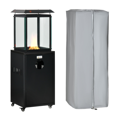 Outsunny 8KW Outdoor Patio Gas Heater Standing Patio Heater w/ Regulator, Hose, Cover
