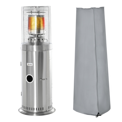 Outsunny 10KW Outdoor Gas Patio Heater Standing Propane Heater w/ Wheels Dust Cover