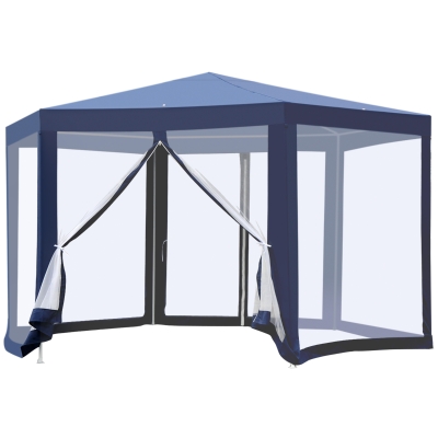 Outsunny Hexagonal Patio Gazebo Outdoor Canopy Party Tent Activity Event w/ Mosquito Net