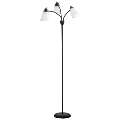 HOMCOM Lámpara de Pie con 3 Pantallas Giratorio de 360° con Interruptores LED E27 Máx. 40W Macro de Metal Lámpara de Suelo para Salón Dormitorio Estudio 45x45x155 cm Negro
